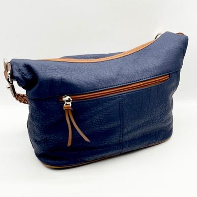 Buttery Soft Navy Shoulder Bag With Braided Strap