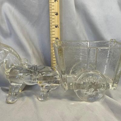 1950s Glass Horse with Cart by Haley Glass Co