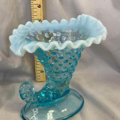 1930s Fenton Cornucopia Horn of Plenty Candlestick Holder