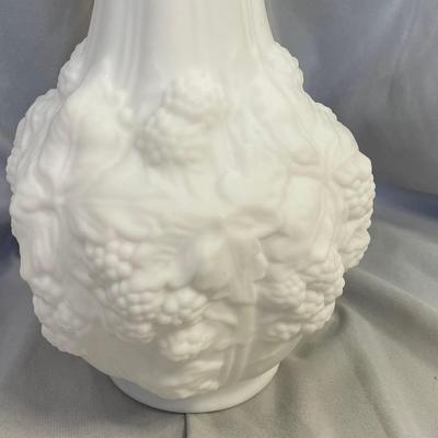 1960s - Loganberry Vase Satin Milk Glass Imperial Glass Co