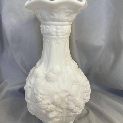1960s - Loganberry Vase Satin Milk Glass Imperial Glass Co