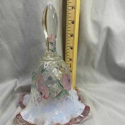 1990s Hand Painted Fenton Glass Bell