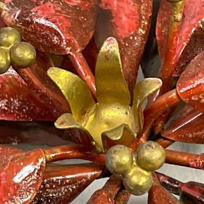 Neiman Marcus Italy Poinsettia Tole Candleholders