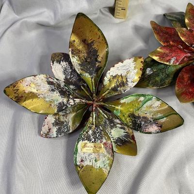 Neiman Marcus Italy Poinsettia Tole Candleholders