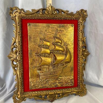 Vintage Italian 7 Sail Scooner Wall Art
