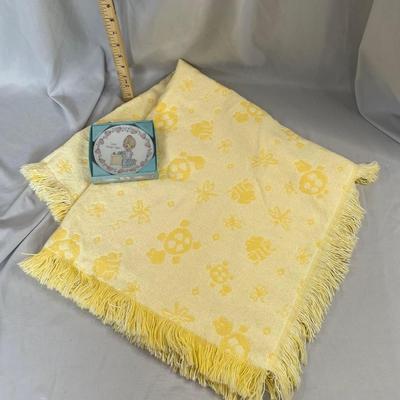 Baby Blanket and Precious Moments Dish