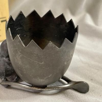 Antique Best Wishes Egg Cup Bird and Wishbone