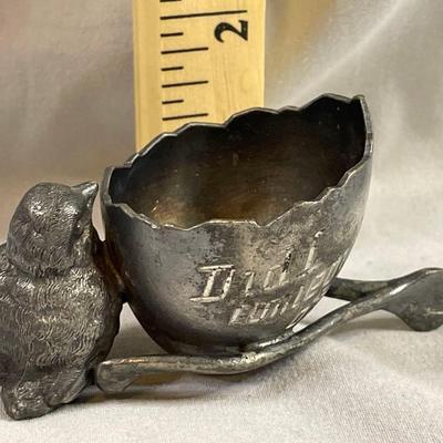 Antique Cracked Egg Cup Bird and Wishbone