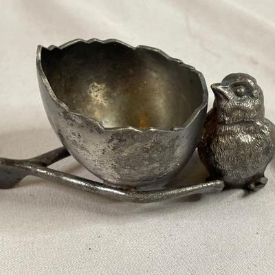 Antique Cracked Egg Cup Bird and Wishbone