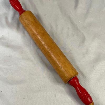 Red Handled Wood Rolling Pin
