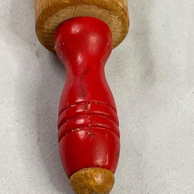 Red Handled Wood Rolling Pin