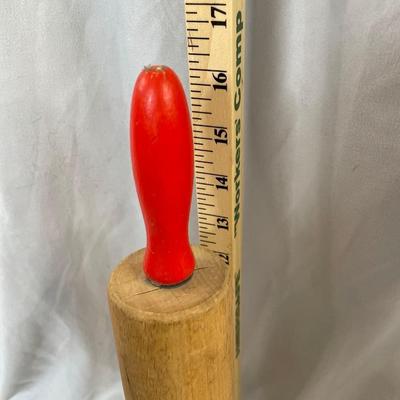 Red Handled Wood Rolling Pin
