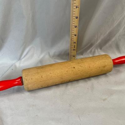 Red Handled Wood Rolling Pin