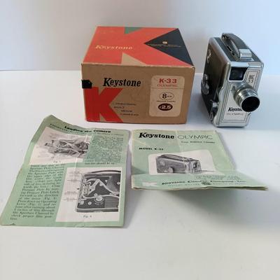 LOT 11L: Kodak Brownie 500 Movie Projector w/ 35mm Slides Digital Converter, Keystone K-33 Olympic 8mm Camera & More