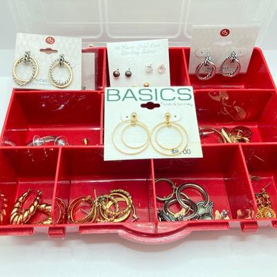 LOT 35J: Large Collection of Pierced Earrings and More