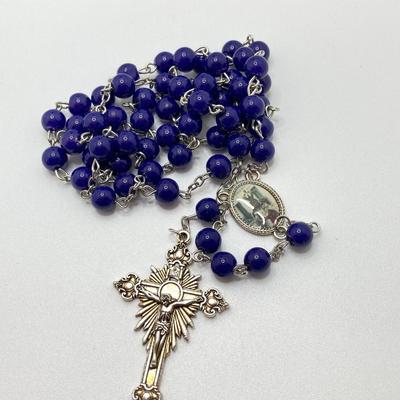 LOT 36J: Sterling Religious Pendant with Collection of Rosary Beads and More