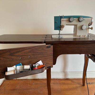 Vintage Table W/ White Brand Sewing Machine
