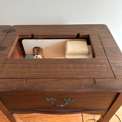 Vintage Table W/ White Brand Sewing Machine