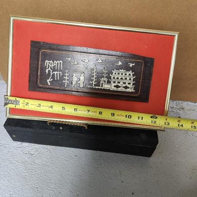 Antique framed Inlaid box lid