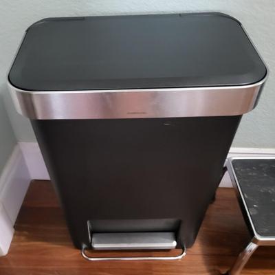 Simplehuman Waste Can/Foot Stool with Handle and Wicker Woven Landry Hamper