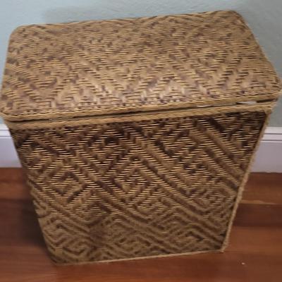 Simplehuman Waste Can/Foot Stool with Handle and Wicker Woven Landry Hamper
