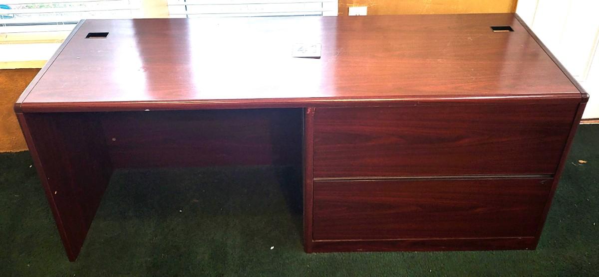 Cherry Wood Office Desk with 2 Drawers | EstateSales.org