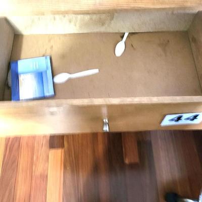 3 Drawer Wood Cabinet with Vornado Fan and Ball Shaped Salt Lamp