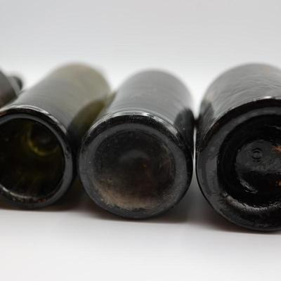 Collection of Antique Green "Black Glass" Bottle (1 of 2)