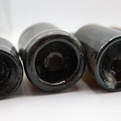 Collection of Antique Green "Black Glass" Bottle (1 of 2)