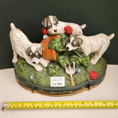 Heavy Metal Puppy Dogs Door Stop 12"