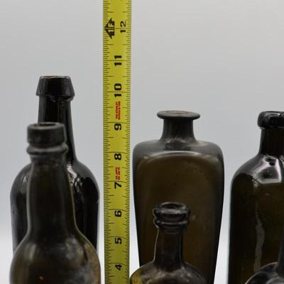Collection of Antique Olive Green "Black Glass" Bottles (2 of 2)
