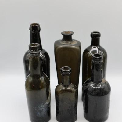 Collection of Antique Olive Green "Black Glass" Bottles (2 of 2)