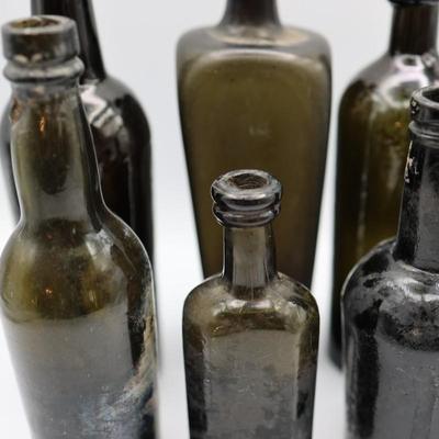 Collection of Antique Olive Green "Black Glass" Bottles (2 of 2)