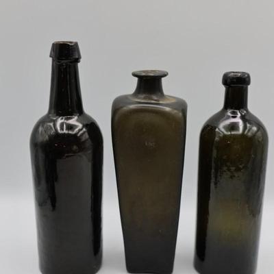 Collection of Antique Olive Green "Black Glass" Bottles (2 of 2)