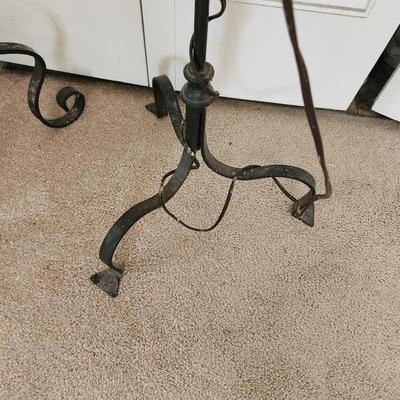 2 Free Standing Tall Colonial Wrought Iron Floor Lamps