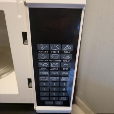 RCA Mini Fridge, Sunbeam Microwave and Simplehuman Waste Can
