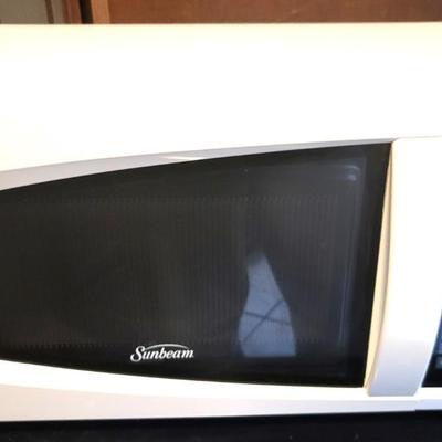 RCA Mini Fridge, Sunbeam Microwave and Simplehuman Waste Can
