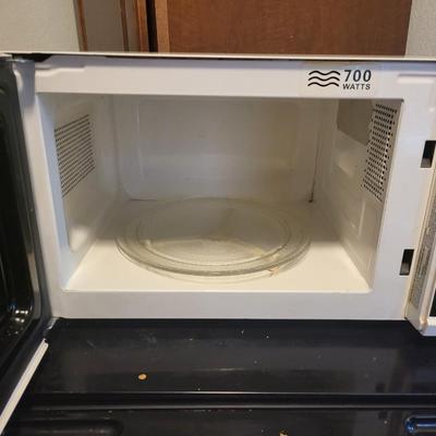 RCA Mini Fridge, Sunbeam Microwave and Simplehuman Waste Can