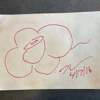 Unknown Origin- Jeff Koons - Hand-Drawn Flower On Index Card