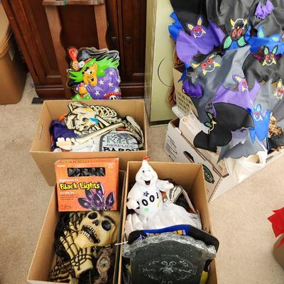 3 Boxes of Halloween Decor Lights and more