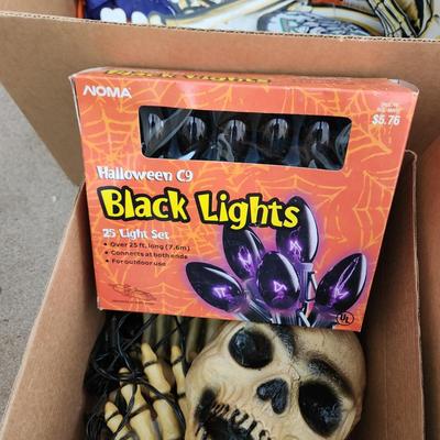 3 Boxes of Halloween Decor Lights and more