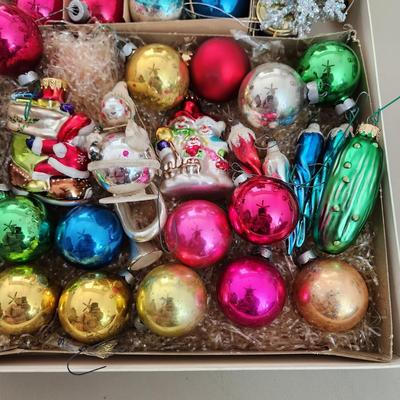 Lot of Vintage Christmas Ornaments Tree Topper Shiny Brite