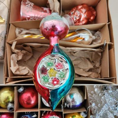 Lot of Vintage Christmas Ornaments Tree Topper Shiny Brite