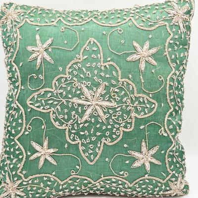 Pair (2) ~ Sparkly Embroidered Decorative Pillows