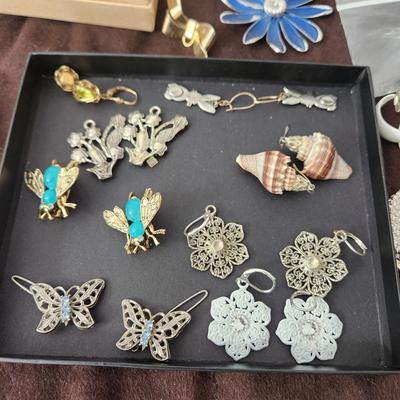 Custom jewelry lot earrings, brooches, necklaces, rings