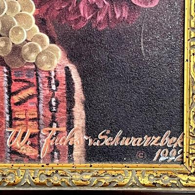 W. FUCHS V. SCHWARZBEK ~ Flowers & Butterflies Framed Canvas