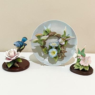 Trio (3) Ceramic Bird Decor