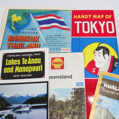 Lot of Vintage Foreign Maps Handy Map of Tokyo, Sydney, Tourist Map Of New Zealand & More