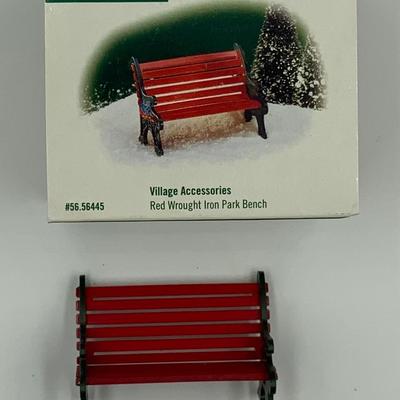 Red Wrought Iron Park Bench