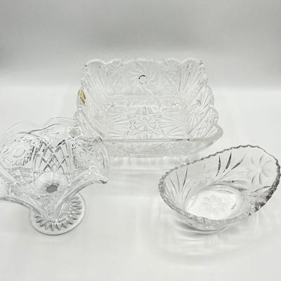 Lot Of 10 Crystal Serving Pieces